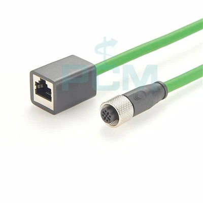Dişi M12 D Kod 4 Pin RJ45 Profinet Düz Uzatma Kablosu