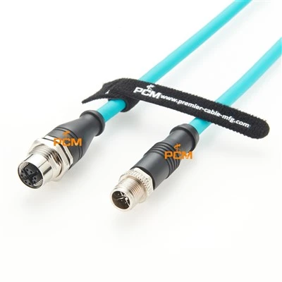 M12 X-Code Erkek ila Kadın Bülten Cat6a Kablosu